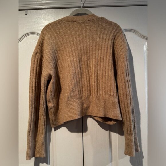 Zara Camel Ribbed Button Down Cardigan - Size S - Picture 3 of 4